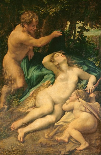 Venus, Sátiro y Cupido, 1528 de Antonio da Correggio